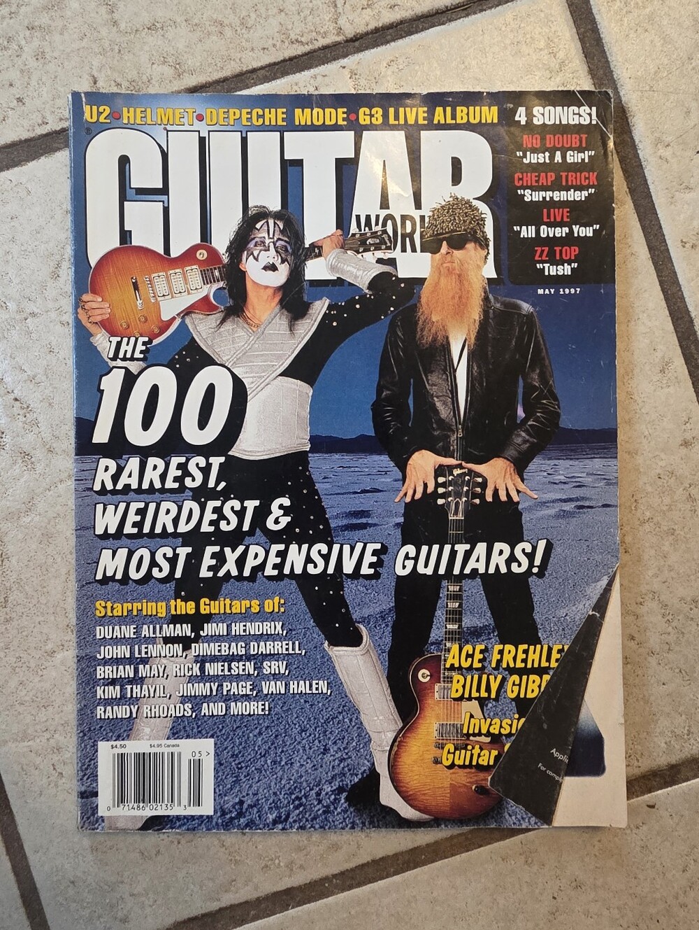 Guitar World Magazine 1997 May Ace Frehley Billy Gibbons W/Kiss Poster NM